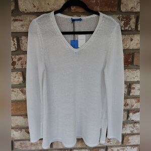 J. McLaughlin NWT Women's White Havana Yarn Knit Callum Sweater Sz L Casual